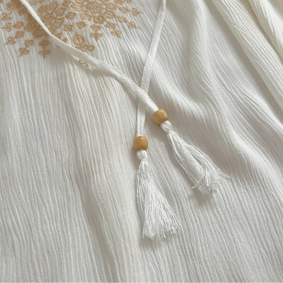 C&C California 1X Boho Embroidered Lightweight Top Cream Festival Beachy Cottage - Picture 4 of 11